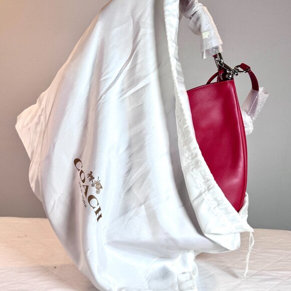 COACH F36026 NOMAD HOBO GLOVETANNED LEATHER HANDBAG PURSE SV/TRUE RED NWT - Picture 6 of 6